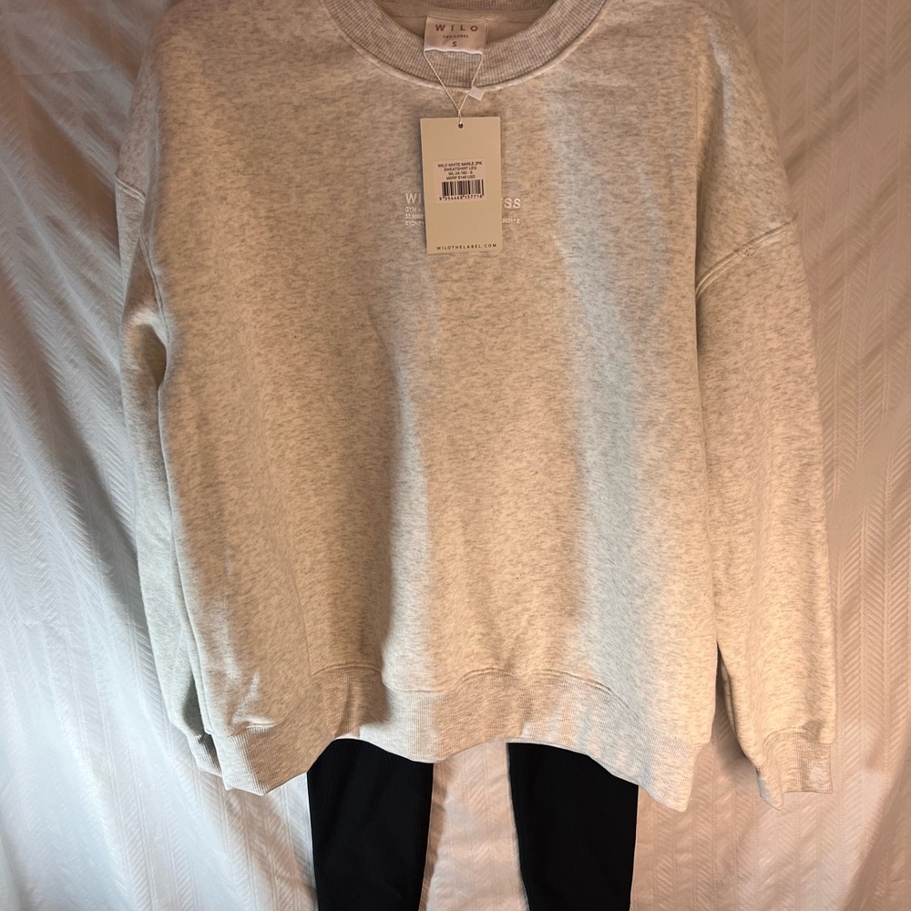 WILO Wellness Matching Set NWT S Gray Sweatshirt Black Leggings Athleisure OBO